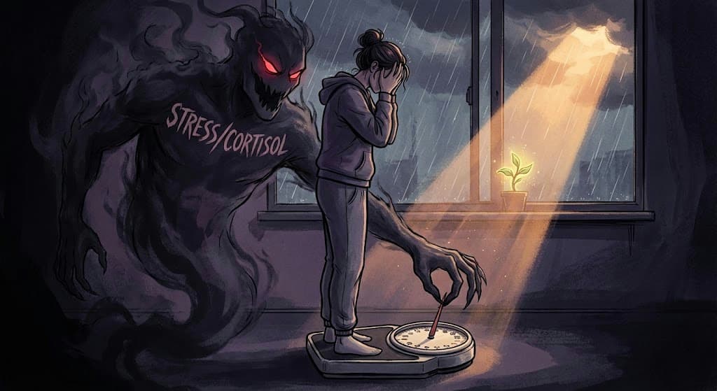 Femme frustrée sur sa balance qui ne bouge pas