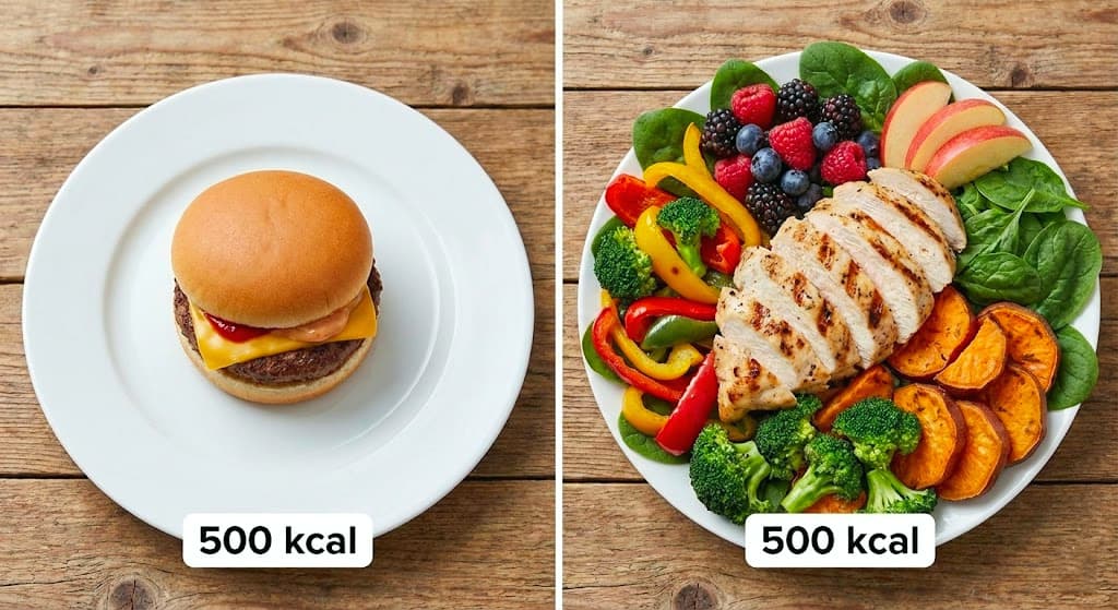 Comparaison assiette volume alimentaire vs fast food